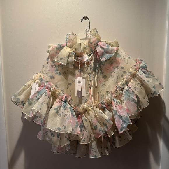 NWT Selkie Ruffled Cape Floral in Yellow - Picture 3 of 6